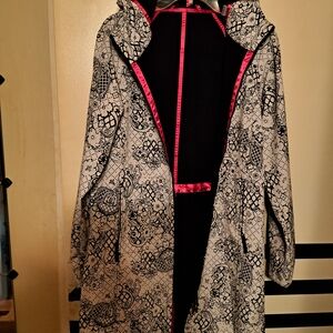 Lululemon Black and White Floral Jacket with Pink Accents